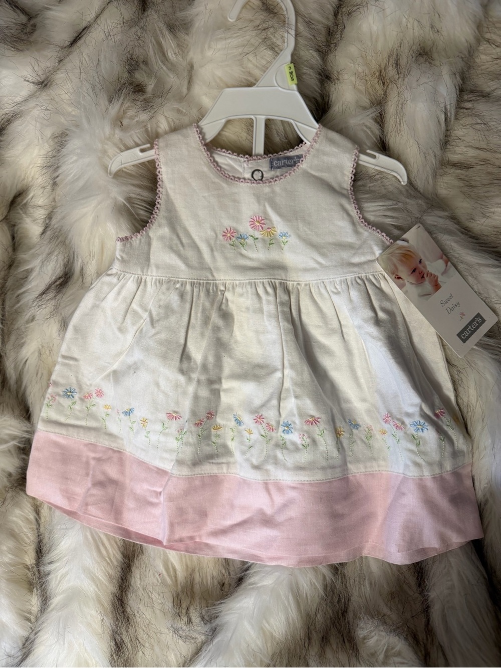 NWT Carter's White and Pink Embroidered Baby Dress